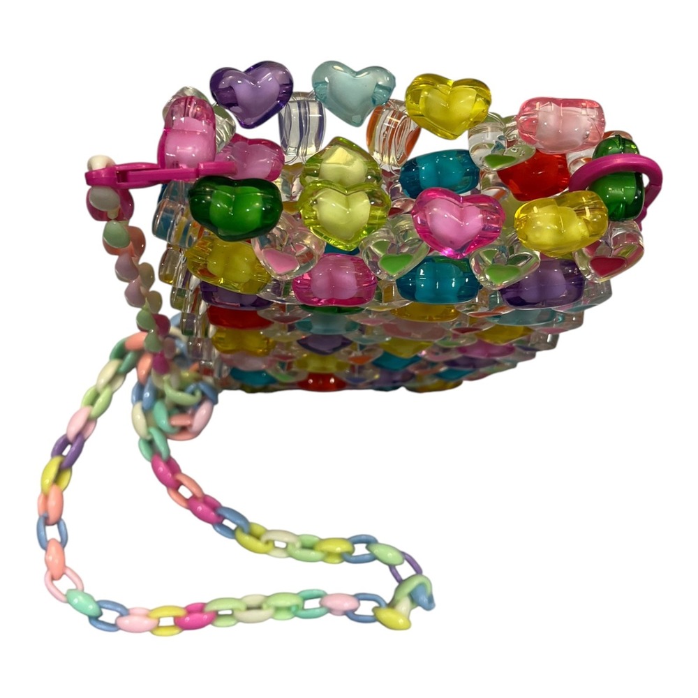 YEZILUU Y2K Kawaii Multi Color Beaded Heart Crossbody Bag Kidcore Harajuku Purse - Picture 5 of 6